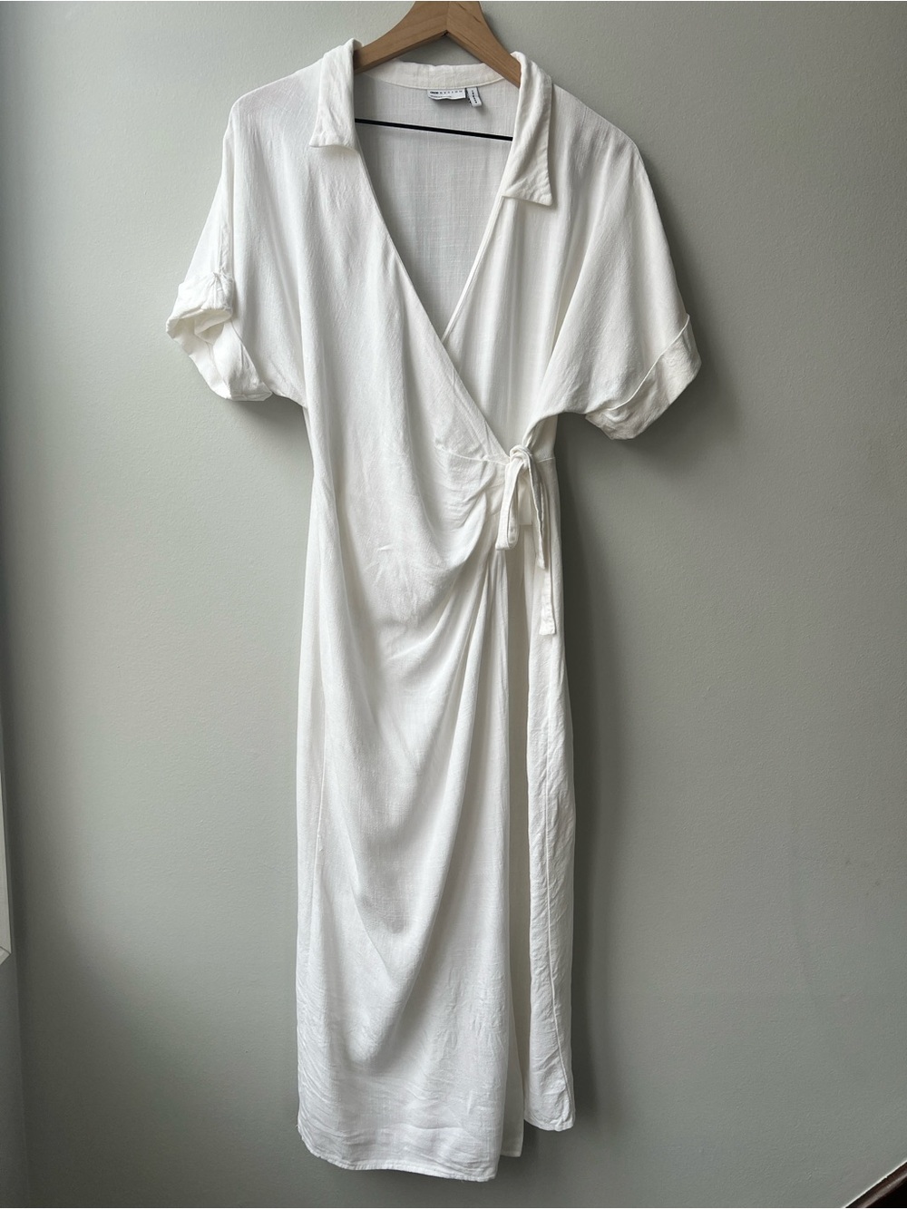 ASOS Women's White linen mix, true wrap dress Dress Size 6